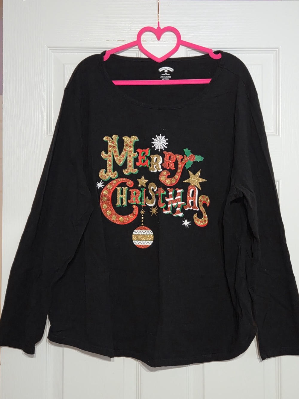 🎄Holiday Time Black Merry Christmas Graphic Long Sleeve Top Size 3X (22/24)